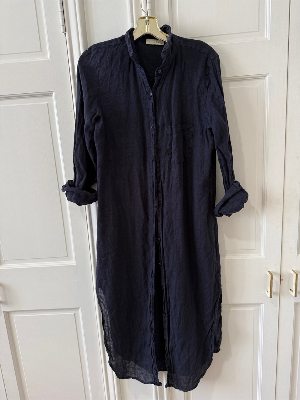Long Sleeve Navy Shirt Dress - Stark
